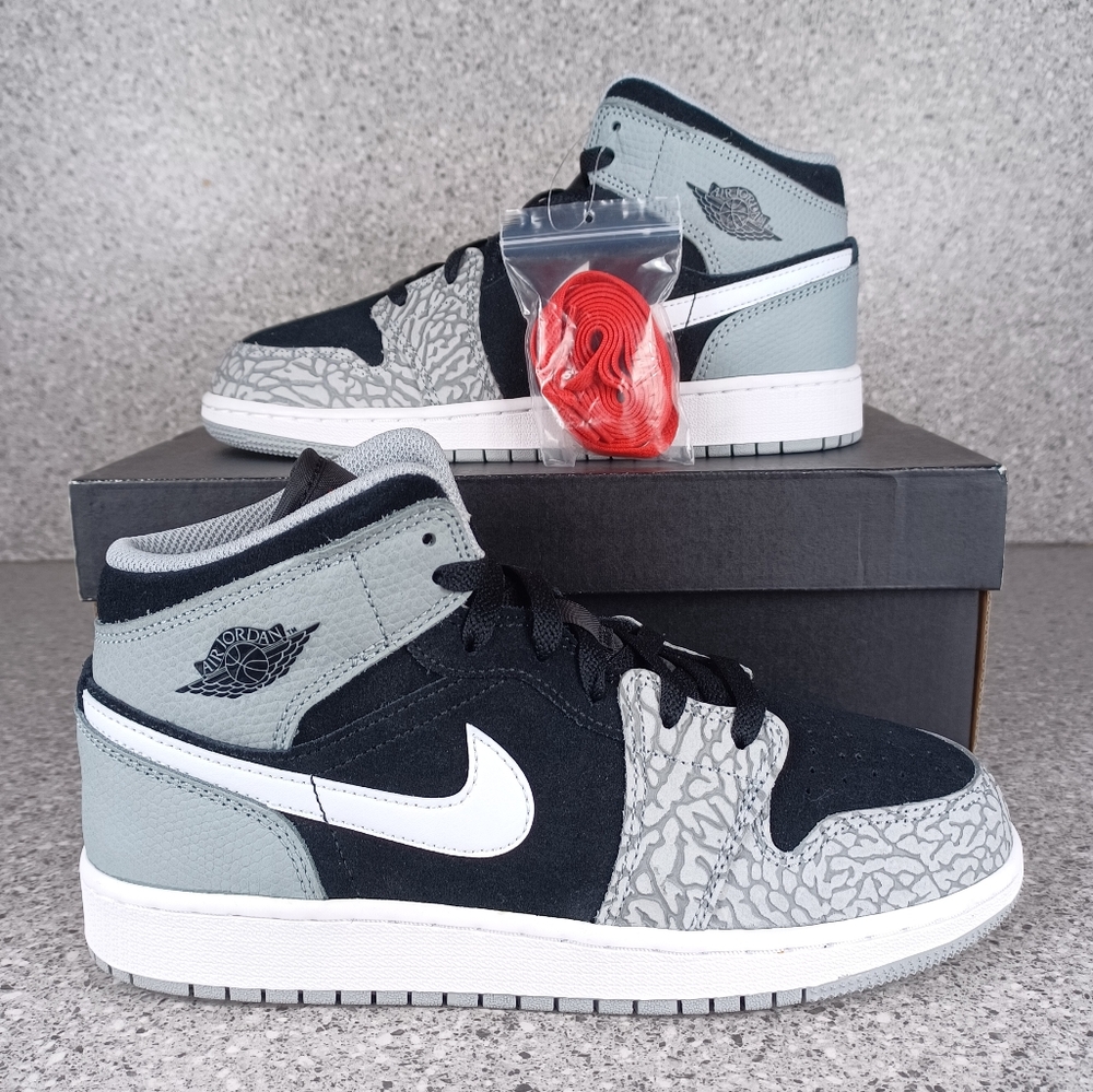 Nike Air Jordan 1 Mid Elephant Print (GS) Sneakers Shoes 6.5Y Women's 8